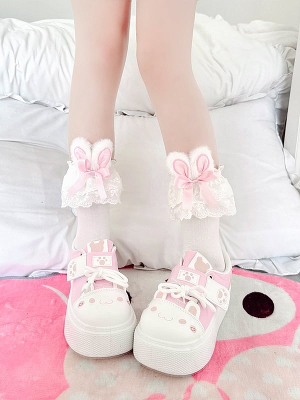 3D Bunny Socks Calf Bow Lolita Lace 4 Decoration Trim Ears Colors
