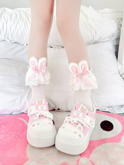 3D Bunny Socks Calf Bow Lolita Lace 4 Decoration Trim Ears Colors