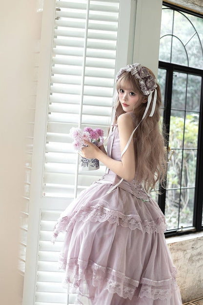 Tulle Corset Boned Layered Purple Classic + Skirt Top Lolita High-low Dusty