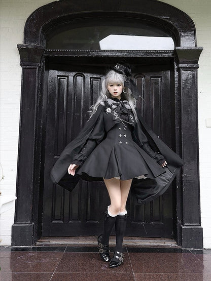 Cape Buttons Lolita Black Silver-tone with Gothic