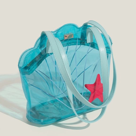 Shell Blue Shouder Transparent Bag