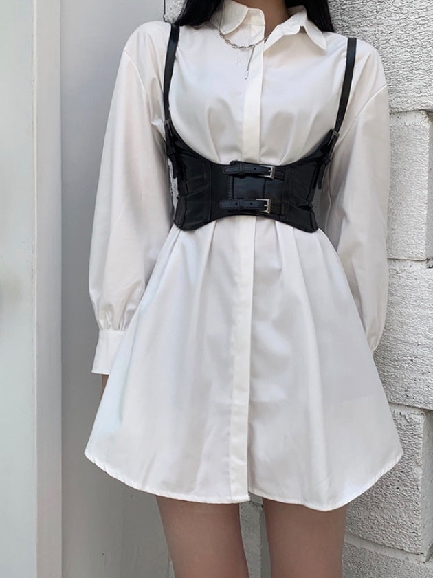 Black PU Buckle Corset Belt