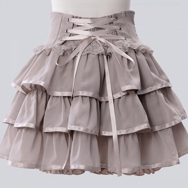Dusty Pink High-Waist Ruffle Skirt with Shorts Liner - Fluffy Heart
