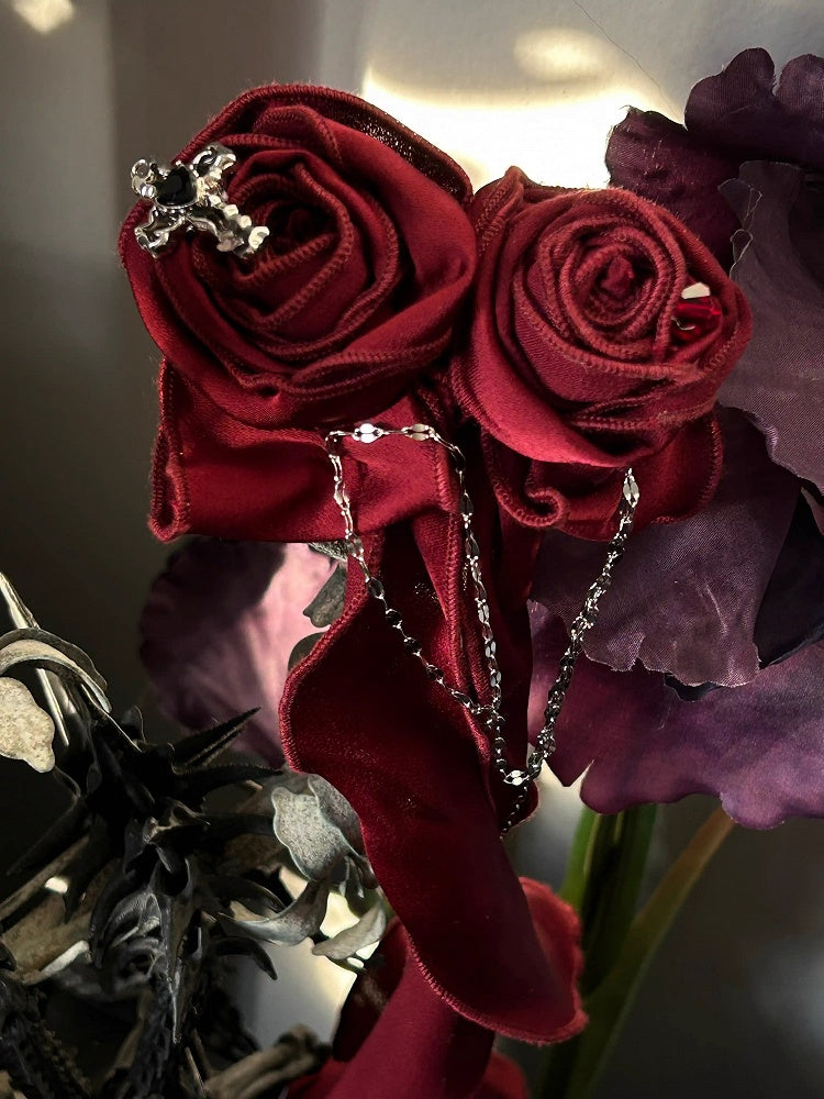 Rot/Weiß/Dunkelblau/Rosa/Lila Gothic Lolita Rosettenbrosche