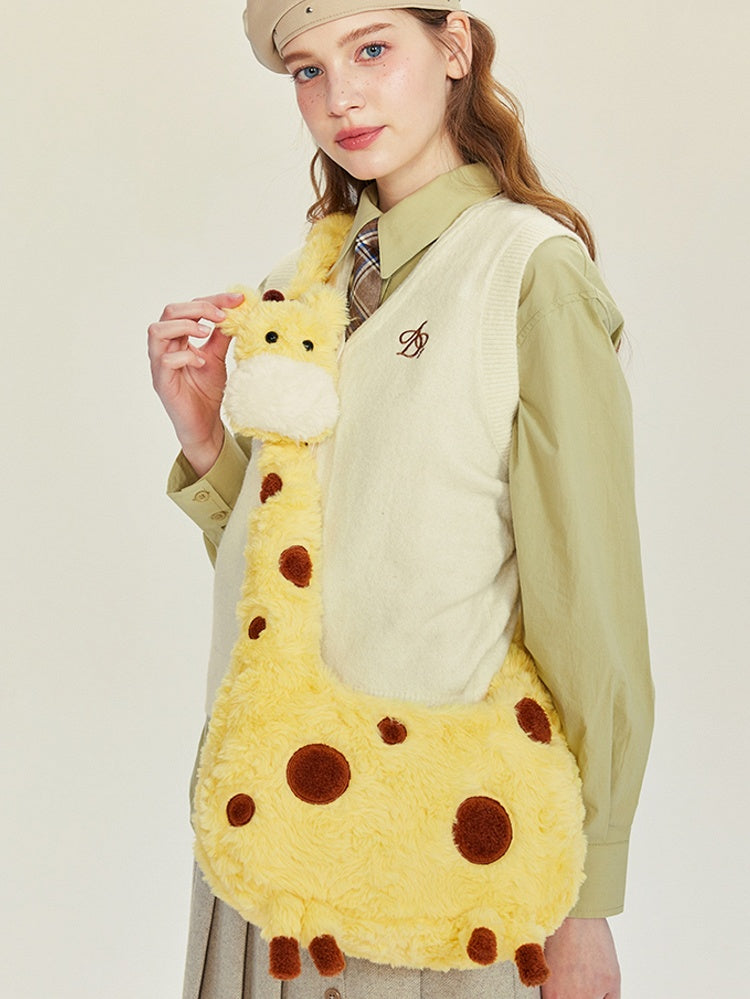 Umhängetasche Plüsch Gelbe Giraffe