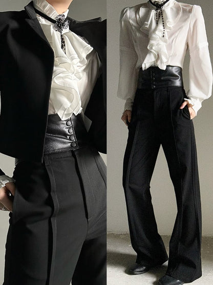 with Lolita PU Snap Ouji Corset Black Buttons Belt