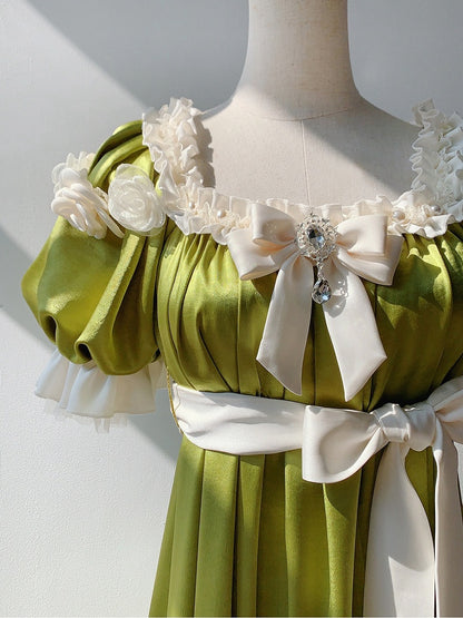 Details Maxi Empire Green Bead Waist Lolita Dress One Elegant