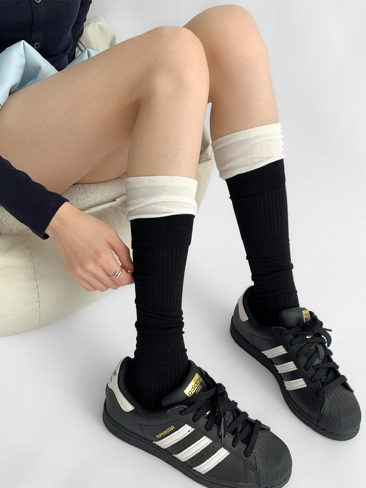 Socken Kalbsstrick SchwarzBeige