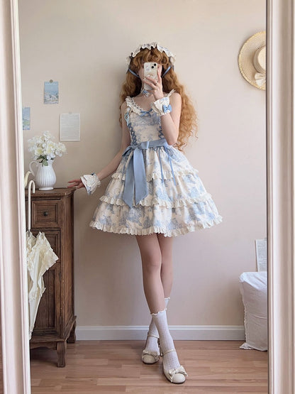 Hem Detachable Blue Print Grapes Skirt Lolita Jumper