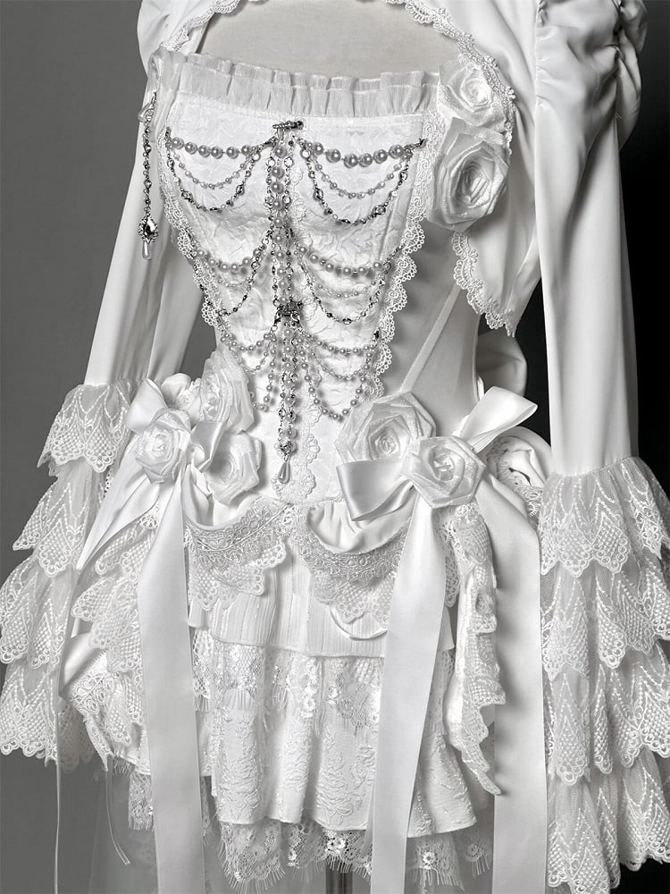 White Black Rib-shaped Bead Chain - LeMiroir LeMiroir | LilyVow