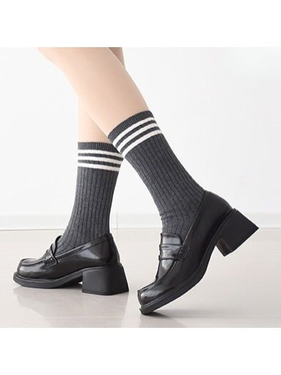 Brown Glossy PU 5.5cm Heel School Uniform Shoes