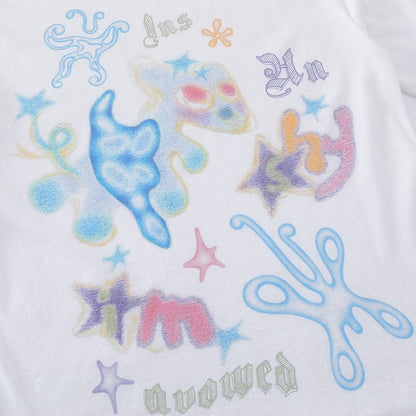 Sun Protection Long Top Vibrant Loose-Fit White/Green Sleeve Print