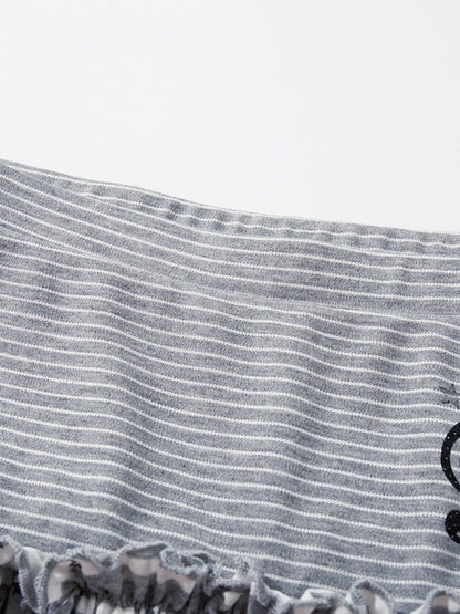 Gray Striped Star Pattern Skort - Languid Park