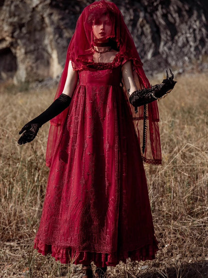 Red Cathedral Empire Waist Dress Gothic Lolita JSK