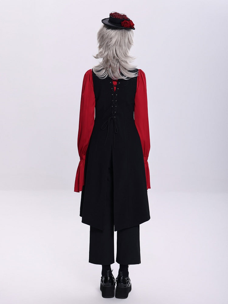 Long Ouji Waistcoat with Lace-Up Strap Back Cutout - DevilInspired Exclusive Collection