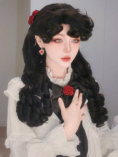 ウィッグ ブラウン/ブラウン/ブラック クリップ ショートクロー ダブルローマン+ポニーテール ライトカーリーバング 50CM