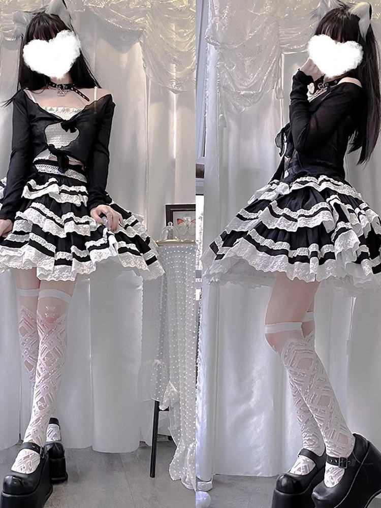 Style White Stockings Crisscross Lace Lolita