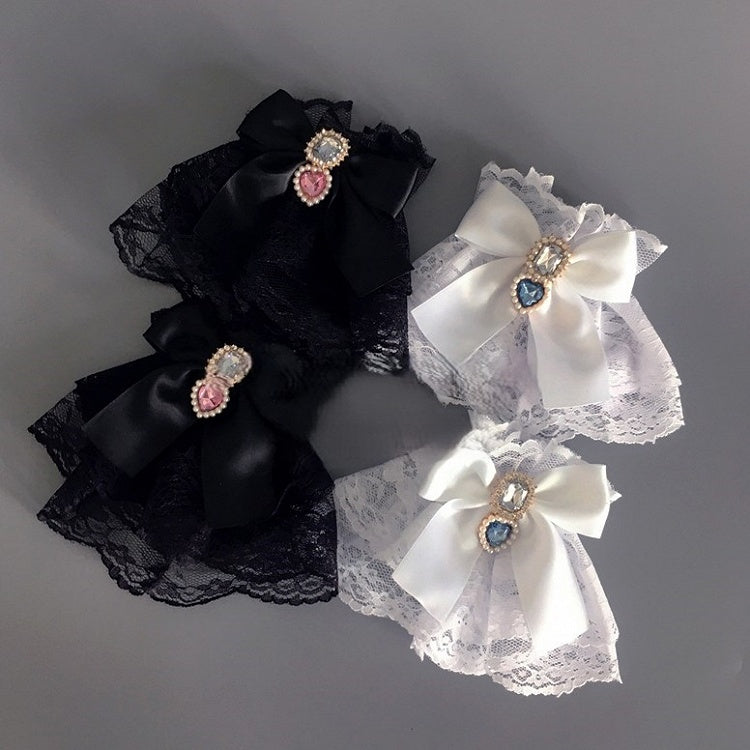 Rhinestone Black/White Heart Decorated Wrist with Cuffs