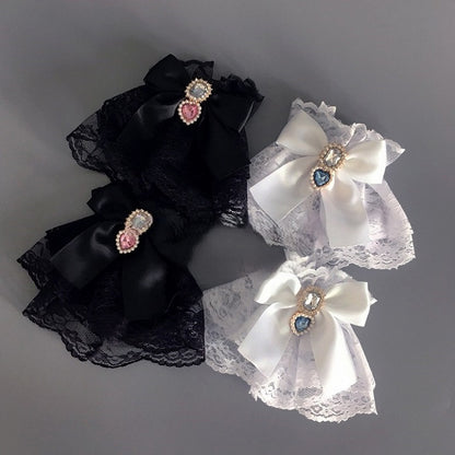 Rhinestone Black/White Heart Decorated Wrist with Cuffs