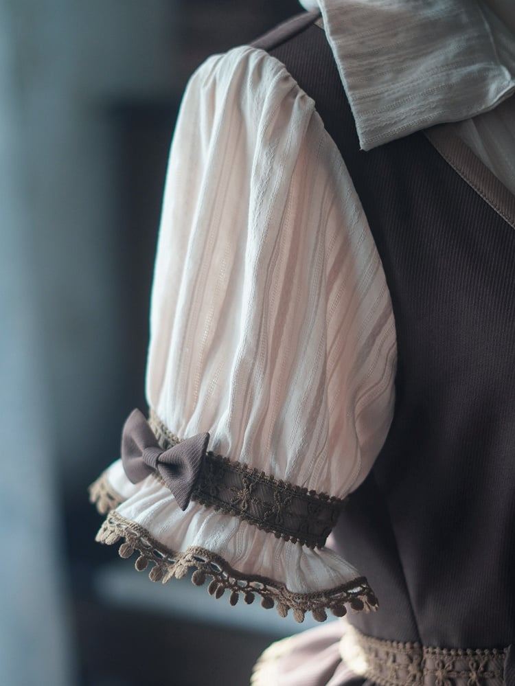 Brown Waistcoat Bodice Tree House Lolita Dress Fake Two-pieces Lolita One Piece