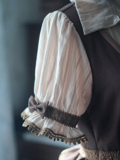 Brown Waistcoat Bodice Tree House Lolita Dress Fake Two-pieces Lolita One Piece