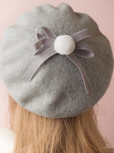 3 Sweet Beret Lolita Color Options Double-Layer Bowknot