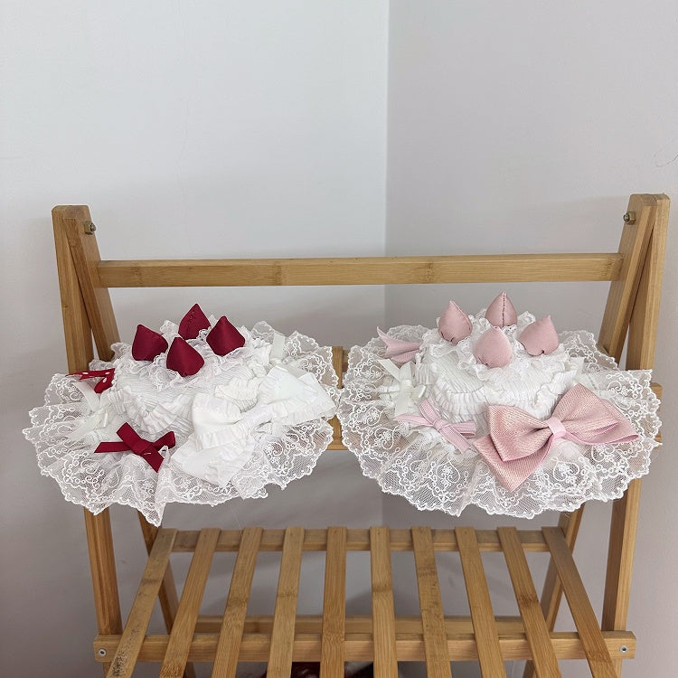 2 Bow Cake Shaped Mini Options Sweet Lace Decorations Color with Hat Lolita and