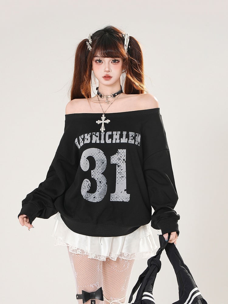 Schwarz/Weiß Off-the-Shoulder