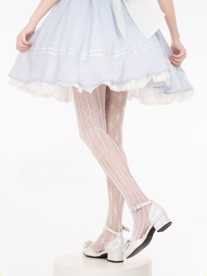 ホワイトダイヤモンド柄ロリータ網タイツ