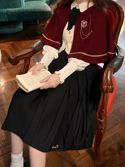 JK Uniform Red Cape with Self-tie Straps