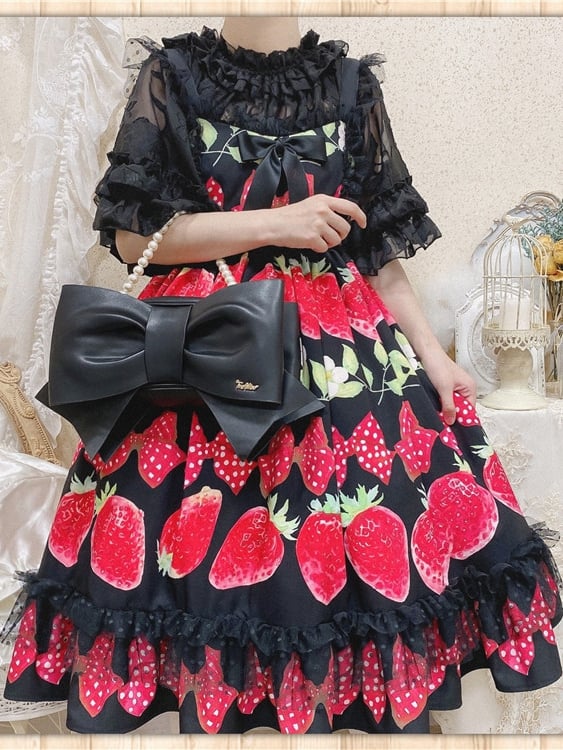 Black/Pink Bokwnot Crossbody Sweet Lolita Bag