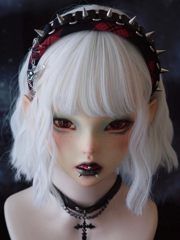 Ohrstecker Rot KC Charm Schnalle Design Mit Gitarre Muster Schwarz Plaid Und