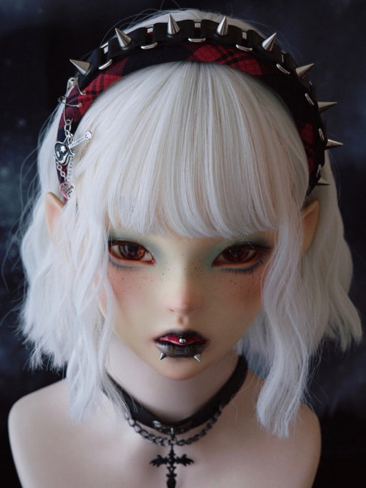 Ohrstecker Rot KC Charm Schnalle Design Mit Gitarre Muster Schwarz Plaid Und