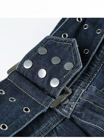 スカート ブルー Aライン ダーク