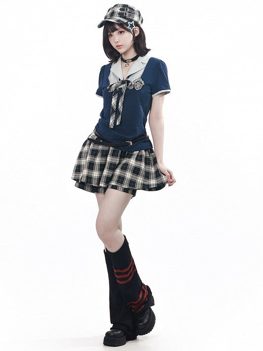Black and White Plaid Skort - PINK SAVIOR