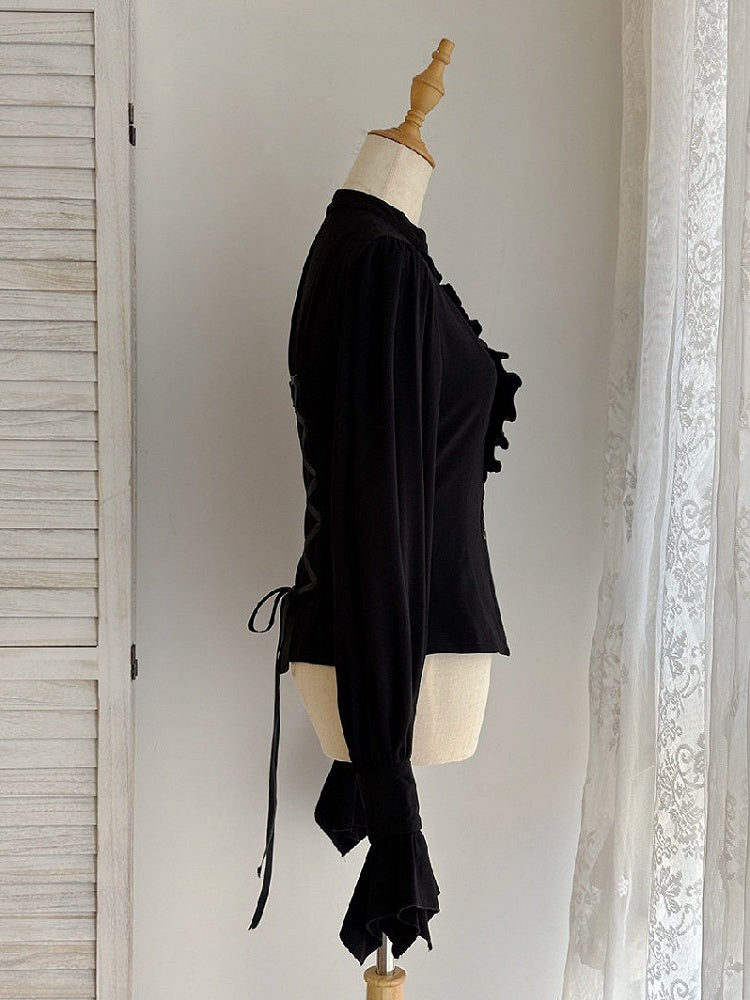 Bowknot Jabot Shirt for Gothic Lolita - Miss Point