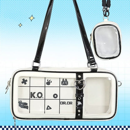 Ita White Accent with Transparent PU Display Heart Window Bag Buckle