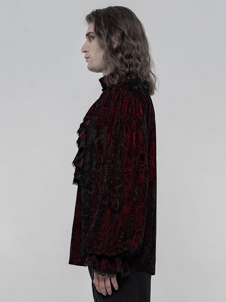 Men's Gothic Velvet Shirt Red