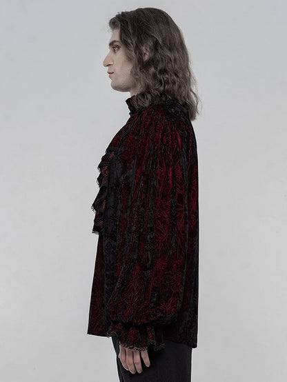 Men's Gothic Velvet Shirt Red
