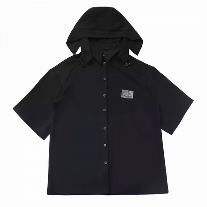 Hooded T-Shirt Techwear Black/Apricot