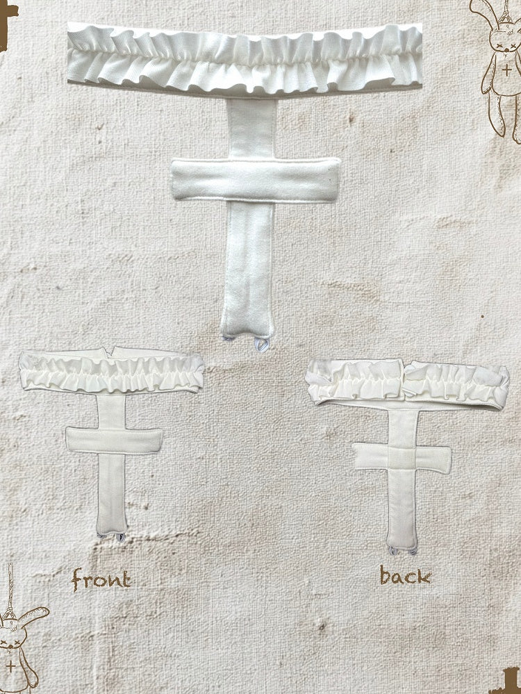 Black/White Choker Ruffled Design Gothic Cross with