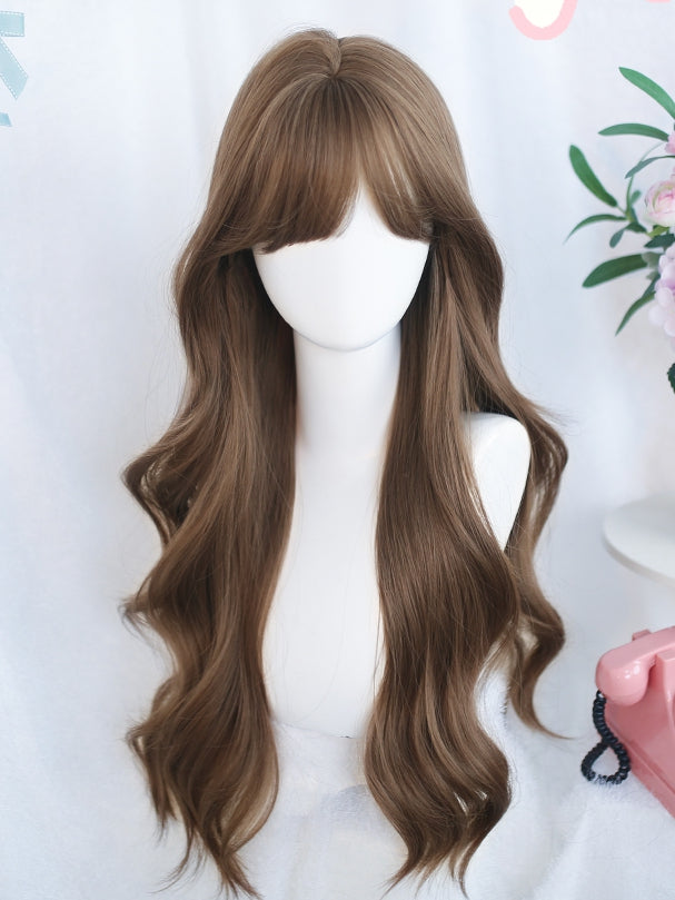 60-70cm Haarperücke gewellt lang braun