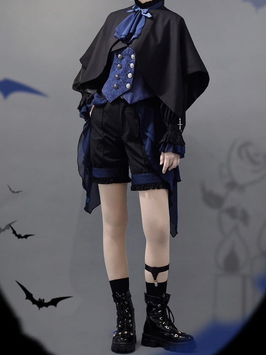 黒と濃紺の王子ショーツとオーバーレイのシエルバイブス王子風衣装