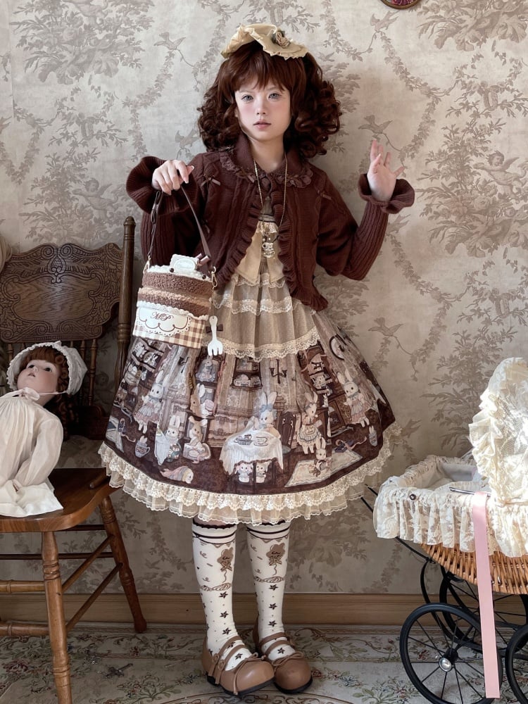 ブラウンのチェック柄スイートチョコレートカップケーキバッグ