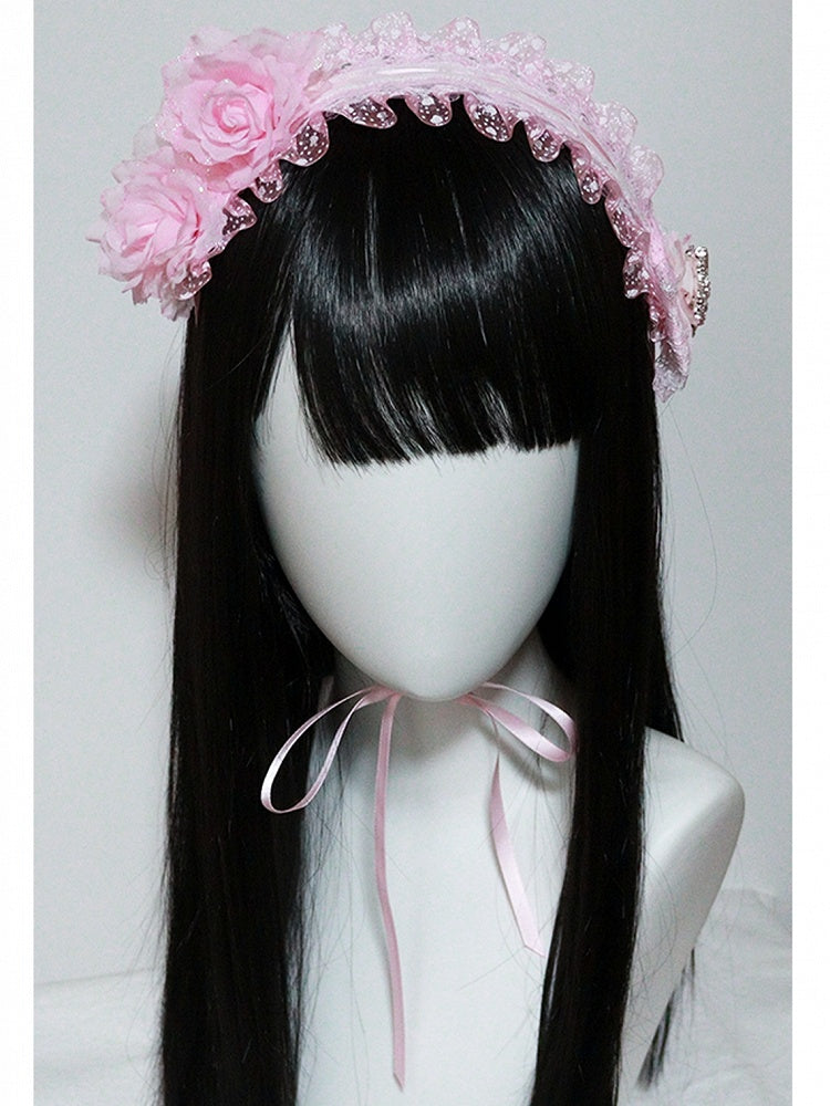 mit Borte Rosa Helles Haarband Rüschen