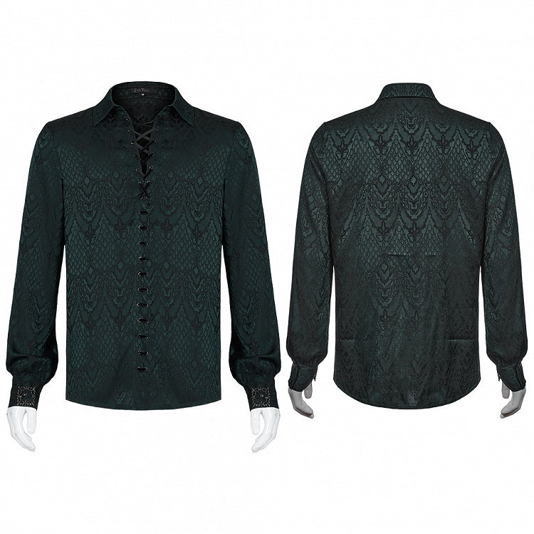 Green Men's Gothic Jacquard Shirt