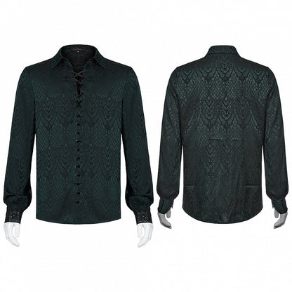 Green Gothic Jacquard Shirt Men's