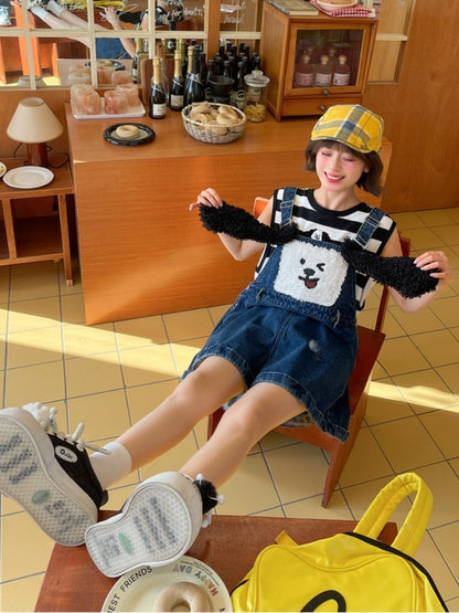 Blue Plush Puppy Denim Overalls