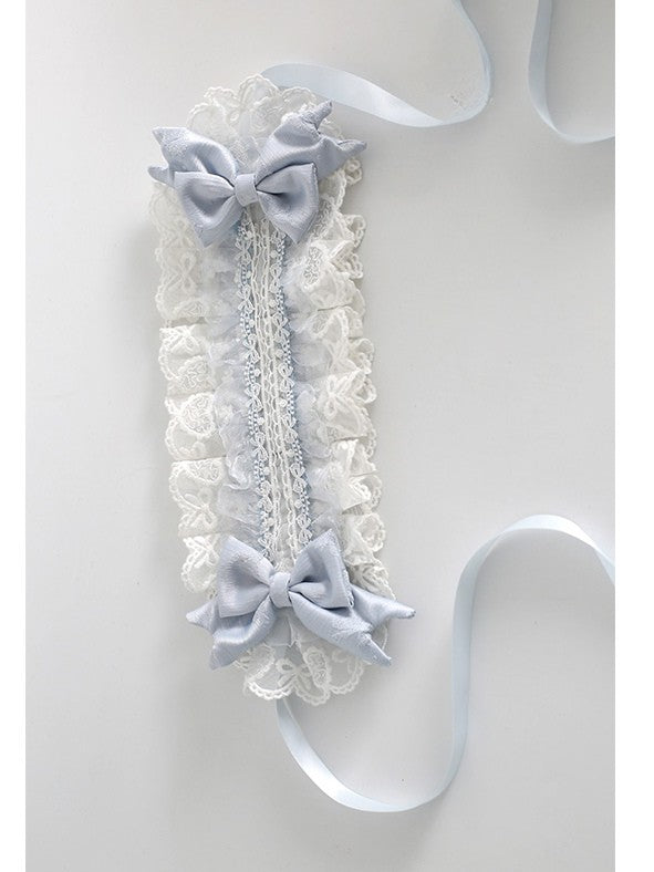 Haarband mit Rüschendetails, hellblaue Schleife, süße Lolita