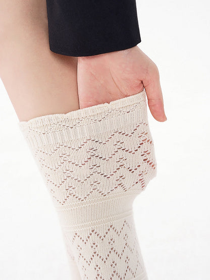 Knit Calf 3-Color Socks Pointelle
